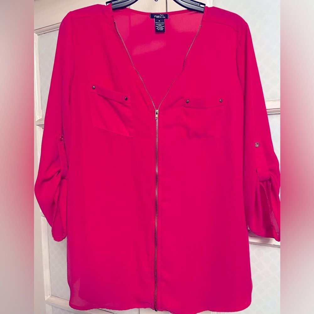 Rue21 Pink Gold Buttoned Relaxed Blouse Size XL